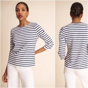Saint James Galethee Jersey top White Navy 3/4 sleeve